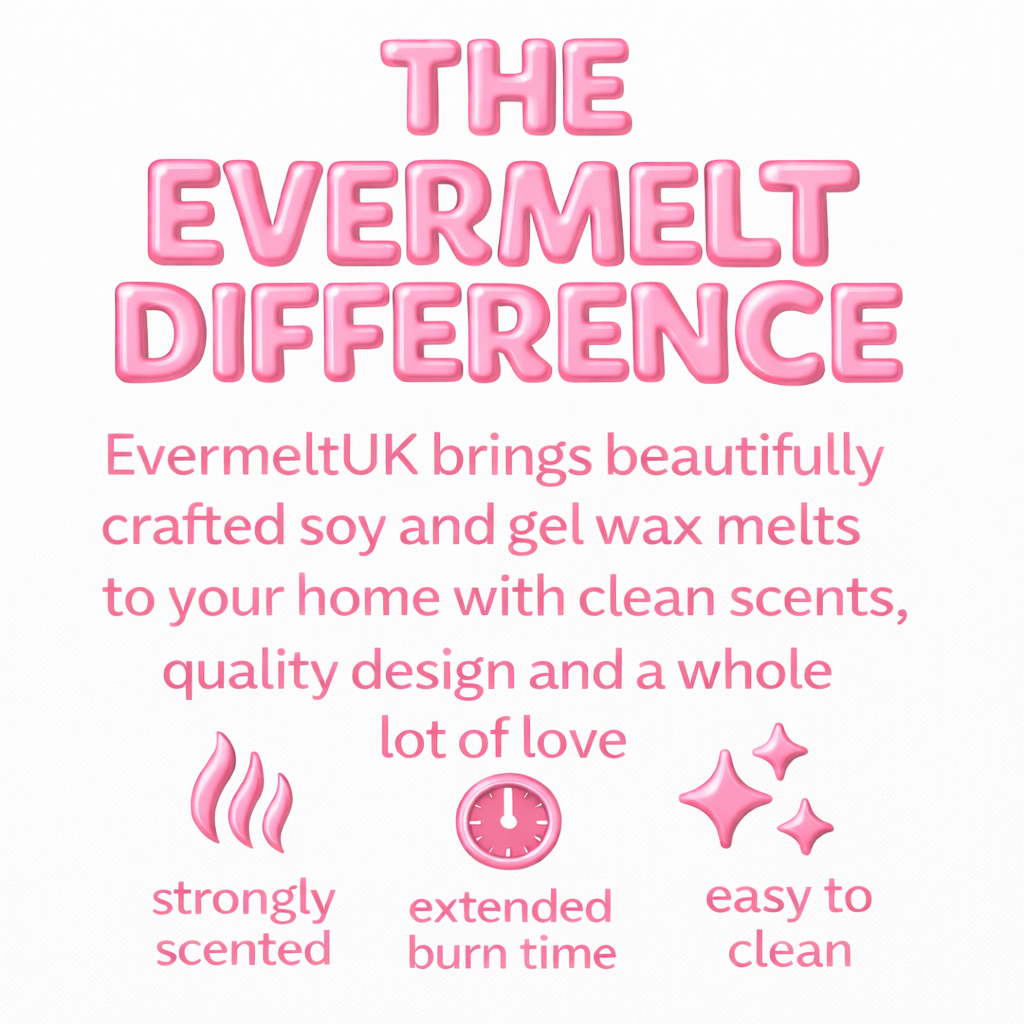 Promotional text about EvermeltUK wax melts on a white background